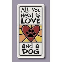 Ceramic Magnet, Love and A Dog