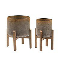 Aged Copper-Look Plant Cover on Stand