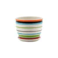 Blue & Coral Striped Pot