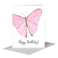 Printed Canvas Card, Pink Birthday Butterfly