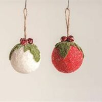 Felt Ball Ornament With Holly