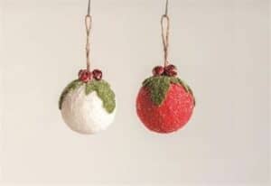 Felt Ball Ornament With Holly