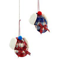 Plaid Ear-Flap Hat Ornament