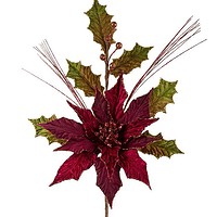 Poinsettia & Holly Stem