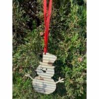 Corrugated Metal Snowman Ornament