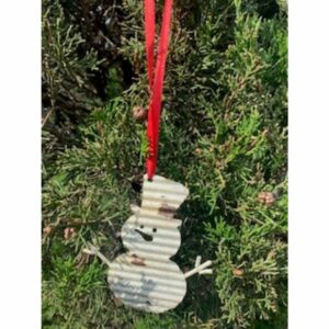 Corrugated Metal Snowman Ornament