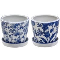 Blue and White Floral Pot