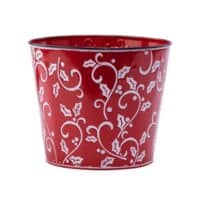 Embossed Holly Leaves Red Pot Cover