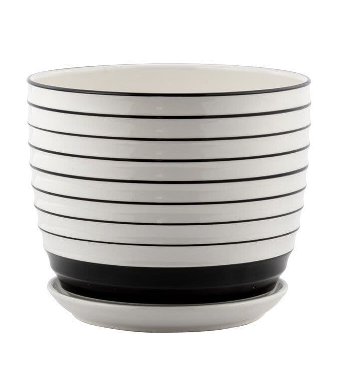 Ceramic Planters, Planters & Pottery > Black and White Planter The