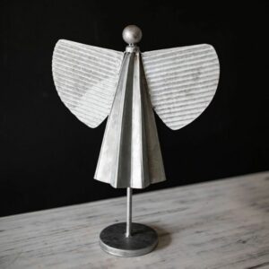 Galvanized Angel On Stand
