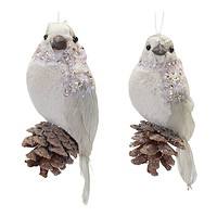 White Glittered Bird Ornament