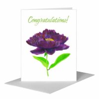 Printed Canvas Card, Purple Peony