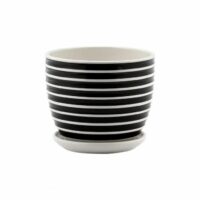 Black and White Striped Planter