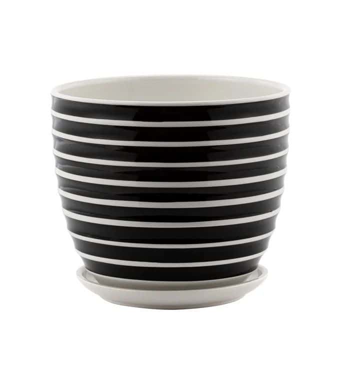 Ceramic Planters, Planters & Pottery > Black and White Striped Planter