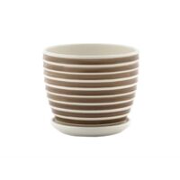 Taupe and White Striped Planter