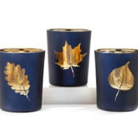 Blue Autumn Leaf Votive Holder, Set of 3
