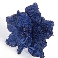 Navy Poinsettia Pick
