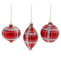 Red & Silver Plaid Ornament