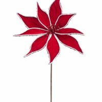 Red & White Poinsettia Stem
