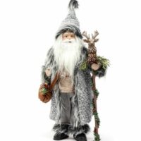 Santa with Carved Deer Staff