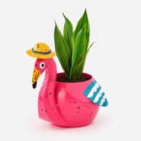 Colorful Metal Flamingo Planter