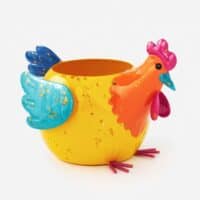 Colorful Metal Chicken Planter