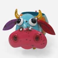 Colorful Metal Cow Planter