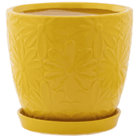 Yellow Embossed Daisy Planter