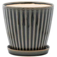 Brown Ribbed Planter