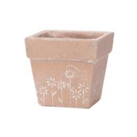 Square Etched Flower Planter