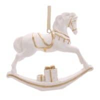Gold & White Rocking Horse Ornament