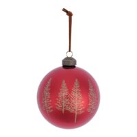Red Ball Ornament with Gold Trees
