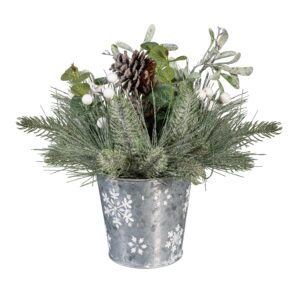 Artificial Frosted Pine in Snowflake Pot