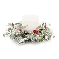 Flocked Pine & Bell Candle Ring