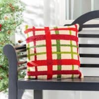 Hooked Red & Green Plaid Pillow