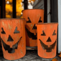Corrugated Metal Pumpkin Bucket
