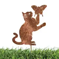 Cat Chasing Butterfly on Stake